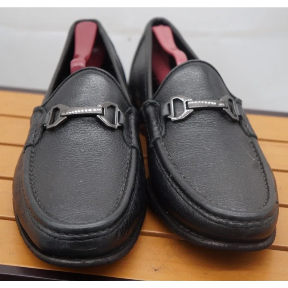 Allen Edmonds Vinci Black Leather Bit Loafers Moccasins Slip On Mens 9.5D Italy
